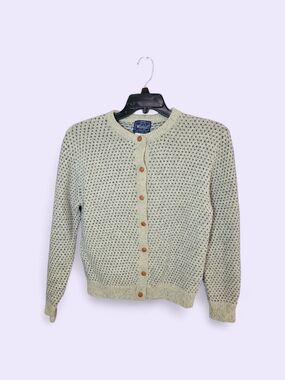 Vintage Woolrich Woman Bird’s Eye Cardigan – Size M | Classic Wool Knit Button F